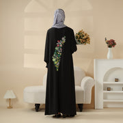 Modest Pullover Abaya with Palestinian Embroidery, Elegant Ruffled Cuff Maxi Dress (AA141)